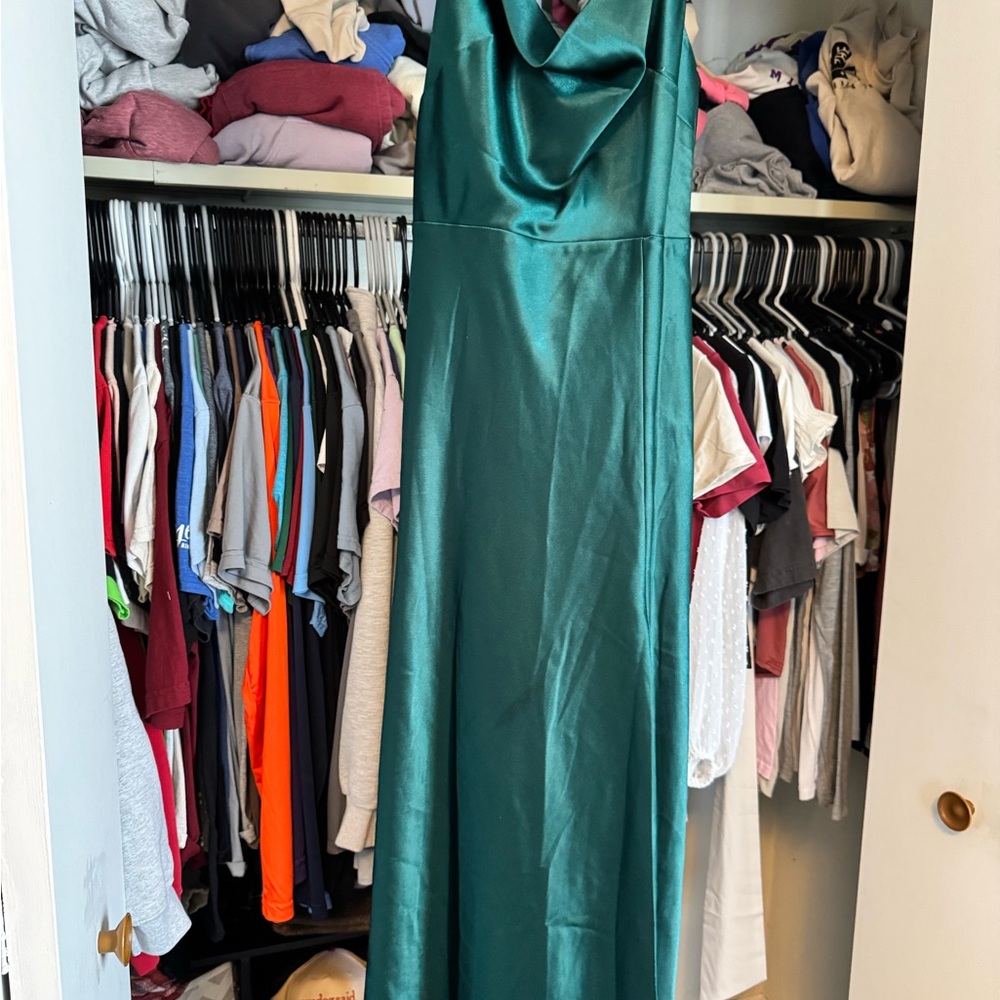 Birdy Grey Teal Satin Maxi Dress